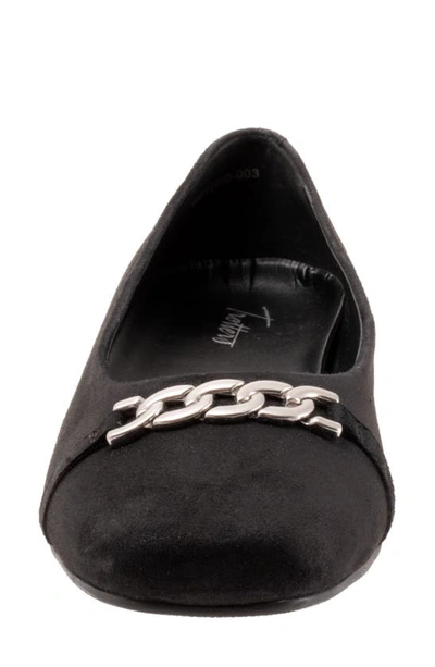 Trotters Harmony Flat In Black Suede