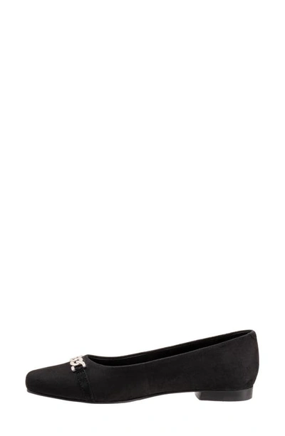 Trotters Harmony Flat In Black Suede