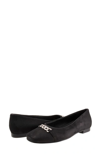 Shop Trotters Harmony Flat In Black Suede
