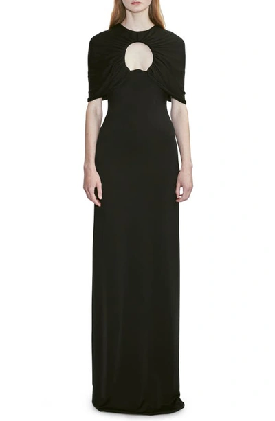 Shop Et Ochs Joy Ruched Capelet Gown In Black