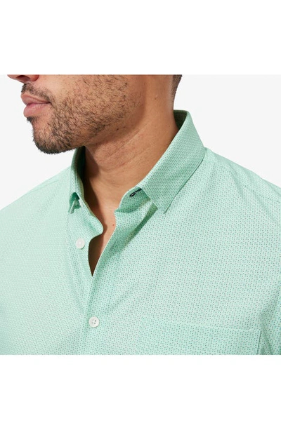 Shop Mizzen + Main Leeward Regular Fit Geo Print Short Sleeve Performance Button-up Shirt In Baltic Dot Print