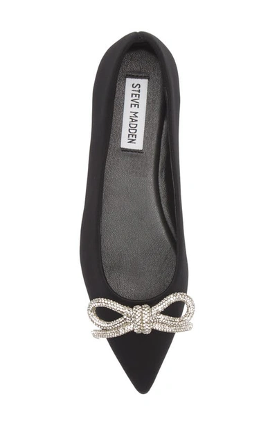 Shop Steve Madden Elina Crystal Bow Pointed Toe Ballet Flat In Black