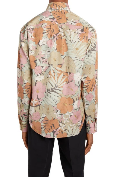 Shop Tom Ford Dusty Hibiscus Fluid Fit Button-down Shirt In Combo Mil Pink