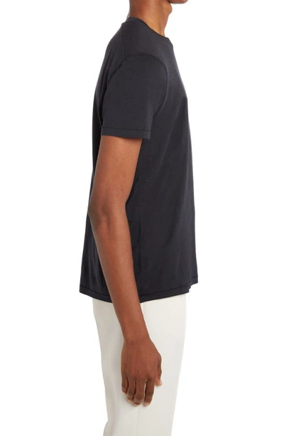 Tom Ford Black Basic Crewneck T-shirt With Tonal Stitching In Cotton Blend Man In Black