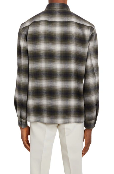 Shop Tom Ford Ombré Plaid Cotton Shirt Jacket In Combo Grey