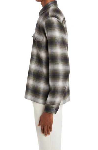 Shop Tom Ford Ombré Plaid Cotton Shirt Jacket In Combo Grey