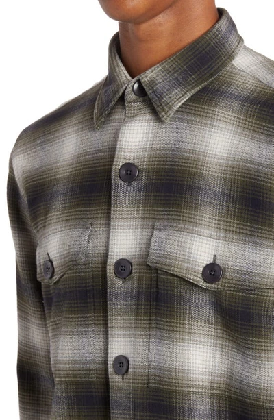 Shop Tom Ford Ombré Plaid Cotton Shirt Jacket In Combo Grey