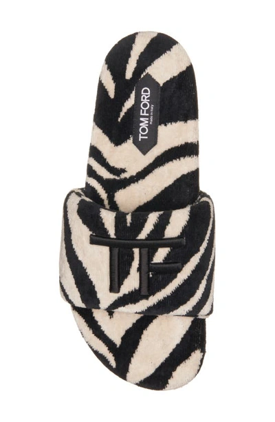 Shop Tom Ford Harrison Zebra Stripe Slide Sandal In White/ Black