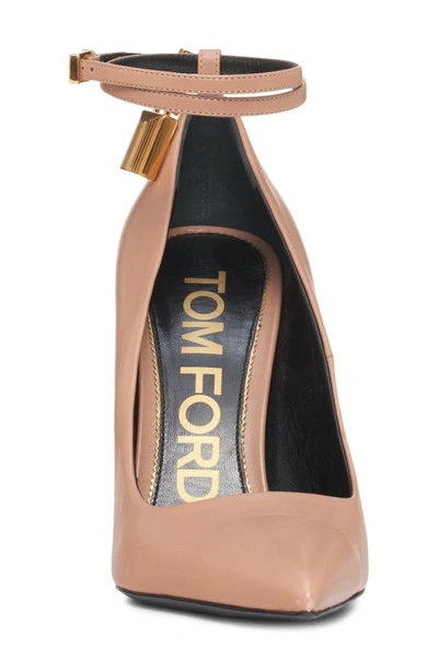 Shop Tom Ford Padlock Pointed Toe Pump In Flesh