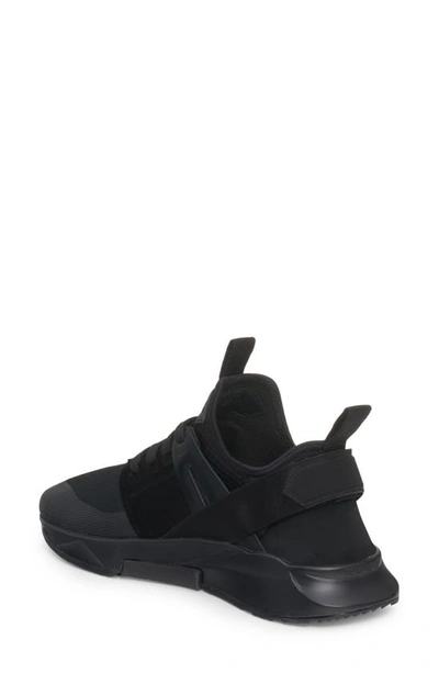 Shop Tom Ford Mixed Media Sneaker In Black/ Black