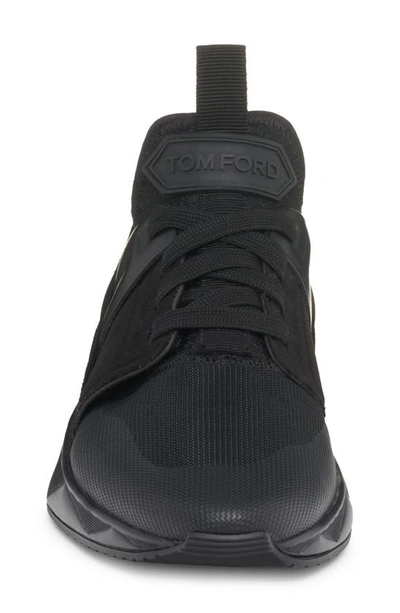 Shop Tom Ford Mixed Media Sneaker In Black/ Black