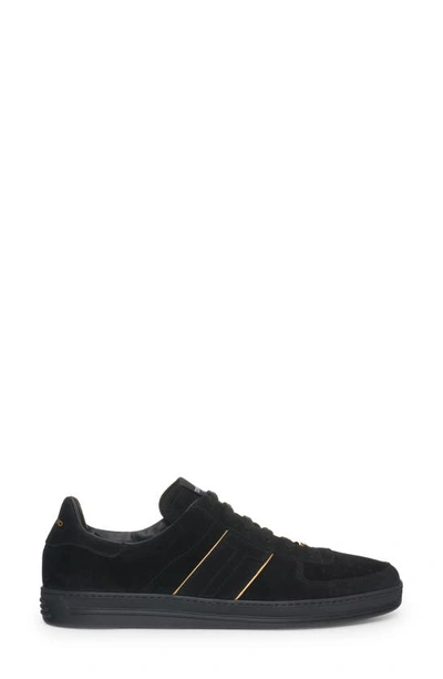 Shop Tom Ford Low Top Sneaker In Black/ Gold/ Black