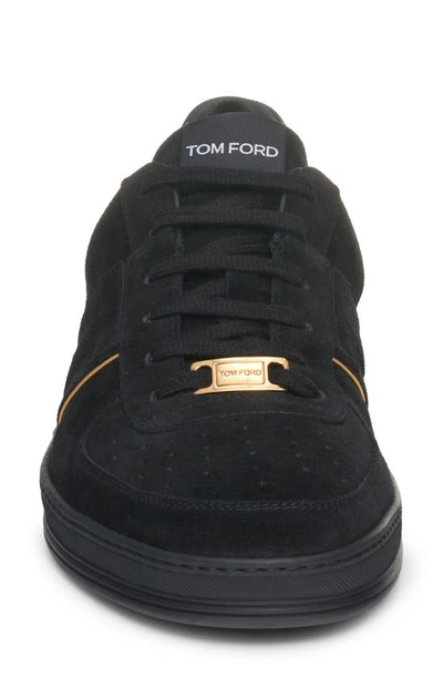 Shop Tom Ford Low Top Sneaker In Black/ Gold/ Black