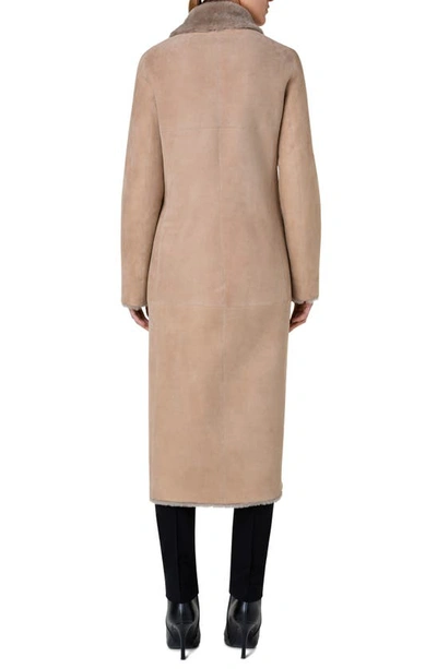 Akris Punto Double Breasted Genuine Shearling Leather Coat In 033 Malt