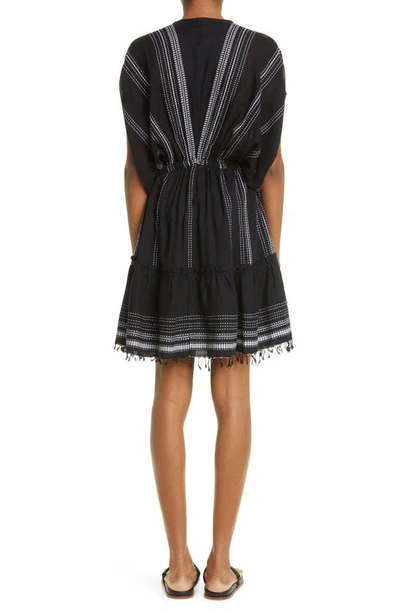 Lemlem Leliti Short Plunge Neck Dress In Black