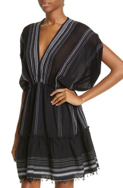 Lemlem Leliti Short Plunge Neck Dress In Black