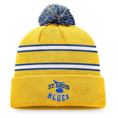 Shop Fanatics Branded  Blue St. Louis Blues Special Edition 2.0 Cuffed Knit Hat With Pom In Gold