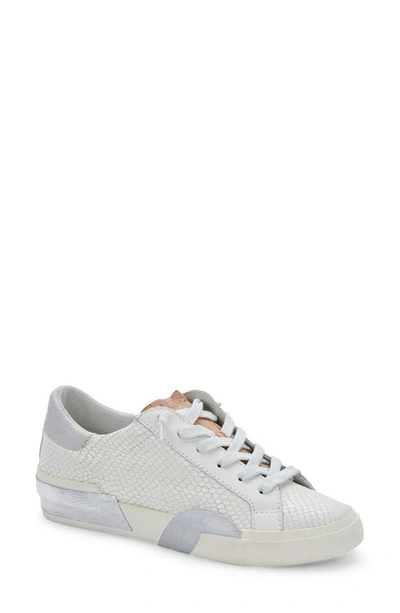 Shop Dolce Vita Zina Sneaker In White/ Natural Embossed