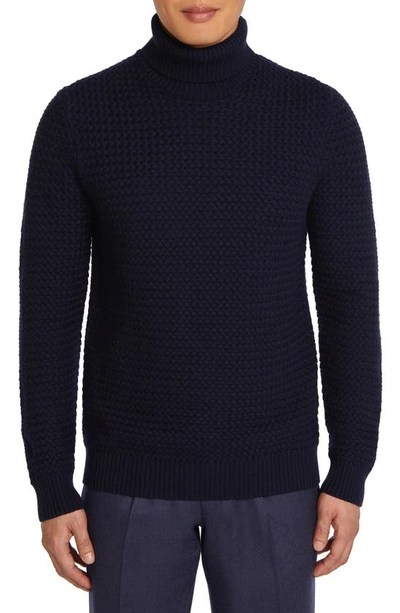 Shop Jack Victor Wool Turtleneck Sweater In Navy