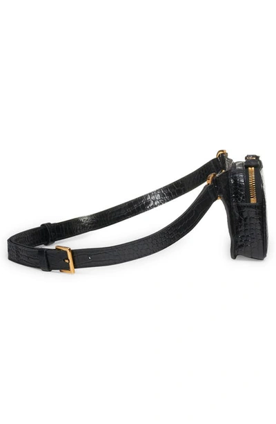 Shop Tom Ford Small Croc Embossed Waist Bag In Black