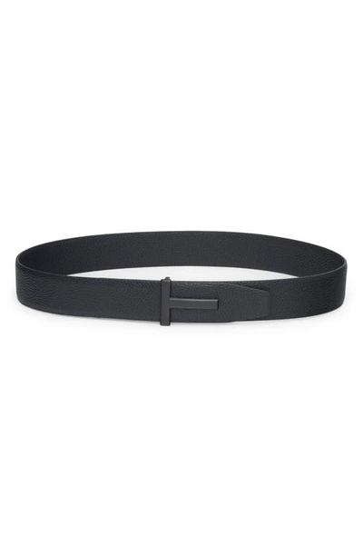 Shop Tom Ford T Icon Soft Grain Leather Belt In Black