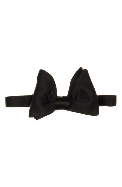 Shop Tom Ford Pre-tied Solid Satin Bow Tie In Black
