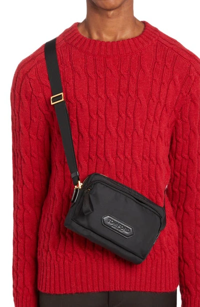 Tom Ford Recycled Nylon Top Handle Bag In Black