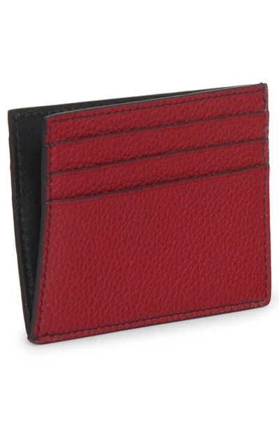 Shop Tom Ford T-line Soft Grain Card Holder In Dark Red