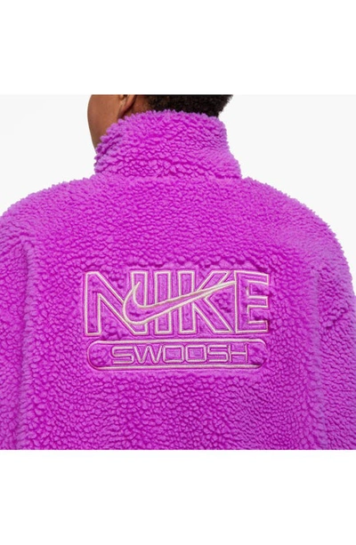 Shop Nike Sportswear Swoosh Plush Fleece Jacket In Vivid Purple/ Pink Oxford