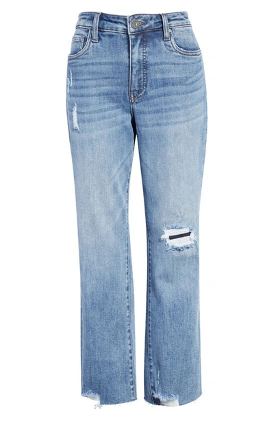 Shop Kut From The Kloth Kelsey Fab Ab High Waist Raw Hem Ankle Flare Jeans In Acclimated