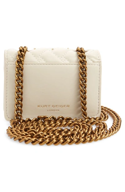 Shop Kurt Geiger Micro Kensington Eye Quilted Leather Crossbody Bag In Natural