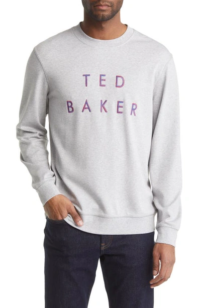 Shop Ted Baker Sonics Embroidered Stretch Cotton & Modal Sweatshirt In Grey Marl