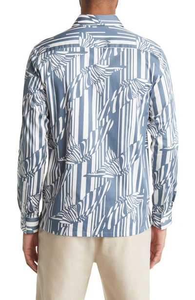 Shop Ted Baker Chorley Butterfly Print Stretch Cotton Button-up Shirt In Blue