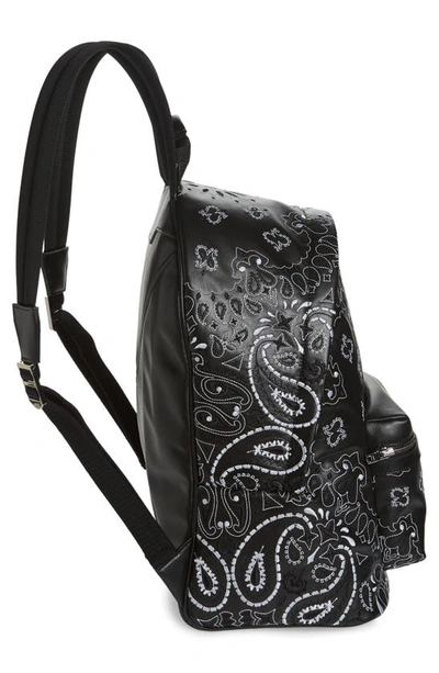 Shop Amiri Bandana Embroidery Leather Backpack In Black