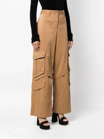 Msgm Multi-pocket Cargo Trousers In 褐色
