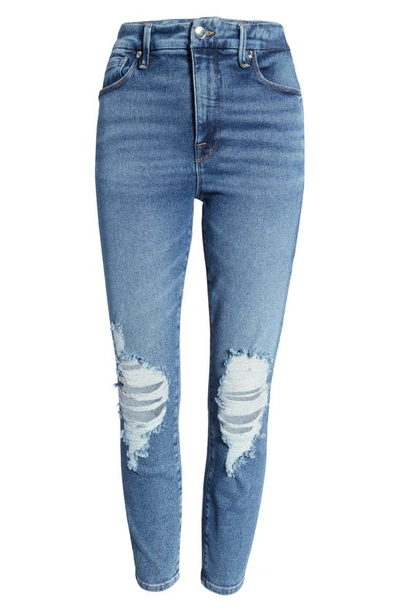 Shop Good American Good Waist Ripped Crop Skinny Jeans In Blue855