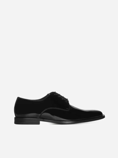 Shop Dolce & Gabbana Glossy Leather Derby Shoes In Black