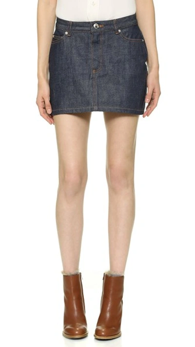 Shop Apc Denim Miniskirt In Indigo Brut