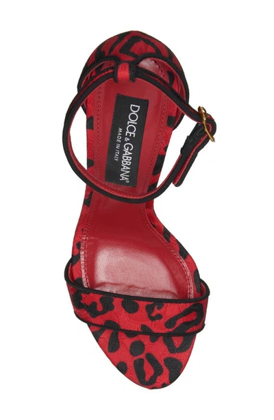 Shop Dolce & Gabbana Keira Baroque Dg Heel Sandal In Leo Nero Fdo Rosso