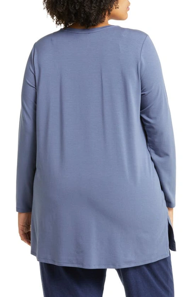 Shop Eileen Fisher Crewneck Long Sleeve Tunic Top In Twilight