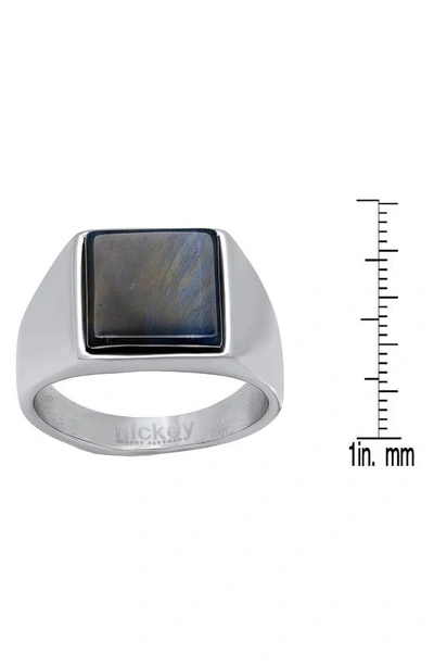 Shop Hmy Jewelry Stainless Steel Tiger Eye Ring In Steel/ Blue