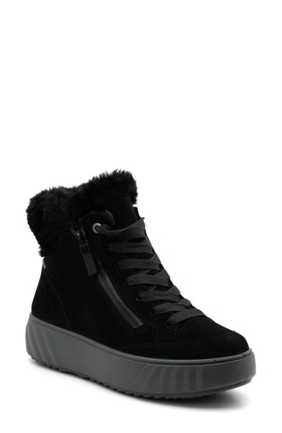 Shop Ara Mikayla Faux Fur Lined Lace-up Boot In Black