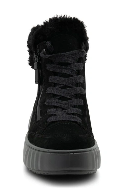 Ara Mikayal Faux Fur Lined Lace-up Boot In Black