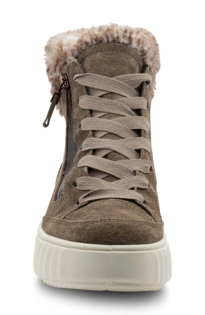 Shop Ara Mikayla Faux Fur Lined Lace-up Boot In Taiga