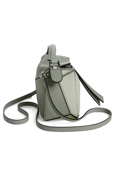 Shop Loewe Mini Puzzle Colorblock Leather Bag In Ash Grey/ Light Celadon