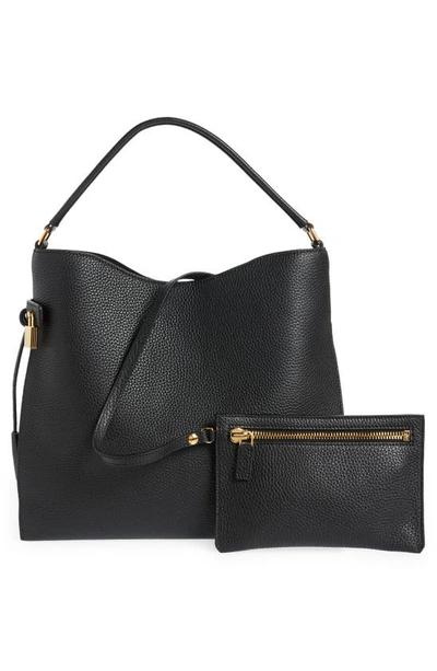 Shop Tom Ford Small Alix Grain Leather Hobo Bag In Black