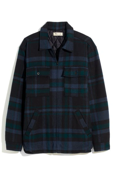 Shop Madewell Plaid Cotton Flannel Shirt Jacket In Almost Black