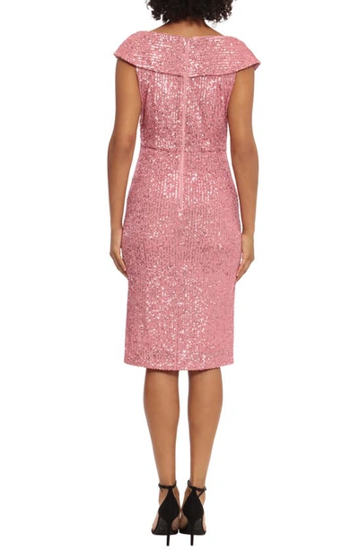 Shop Maggy London Sequin Ruched Cocktail Dress In Blossom/ Pink