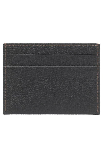 Shop Burberry Tb Monogram Pebbled Leather Card Case In Black