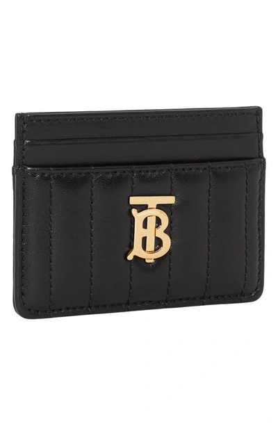 Shop Burberry Lola Quilted Leather Card Case In Black / Light Gold